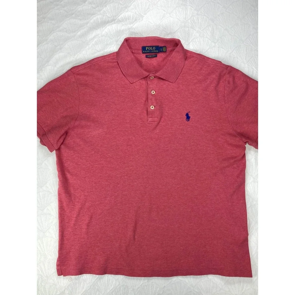 Polo Ralph Lauren Custom Slim Fit Polo Shirt Mens Large Red Classic Golf Preppy